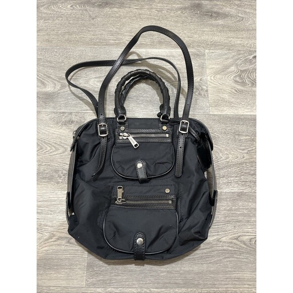 GRYSON TATE Women's Black Nylon Leather Handbag Made In Italy - Picture 1 of 16